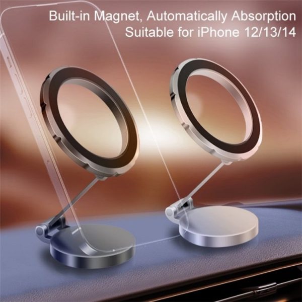 G118 1080-Degree Rotating Folding Magnetic Phone Holder Dashboard Suction Cup Car Mount (Grey) - Image 7