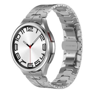 Samsung Galaxy Watch6 Classic 43 / 47mm Lron Man Curved Connection Stainless Steel Watch Band (Silver)