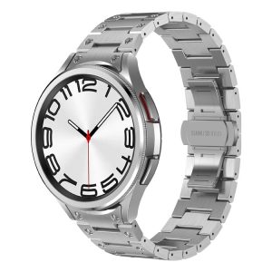 Samsung Galaxy Watch6 Classic 43 / 47mm Dual Circle Curved Connection Stainless Steel Watch Band (Silver)