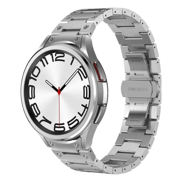 Samsung Galaxy Watch6 Classic 43 / 47mm Dual Circle Curved Connection Stainless Steel Watch Band (Silver)