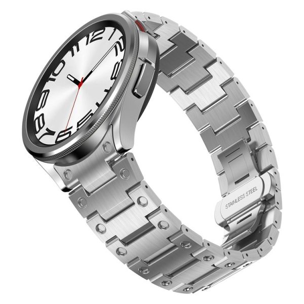 Samsung Galaxy Watch6 Classic 43 / 47mm Dual Circle Curved Connection Stainless Steel Watch Band (Silver) - Image 3