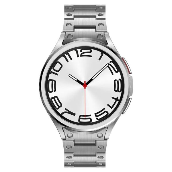 Samsung Galaxy Watch6 Classic 43 / 47mm Dual Circle Curved Connection Stainless Steel Watch Band (Silver) - Image 4