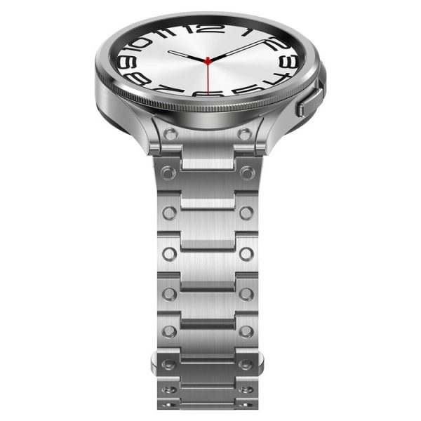 Samsung Galaxy Watch6 Classic 43 / 47mm Dual Circle Curved Connection Stainless Steel Watch Band (Silver) - Image 5