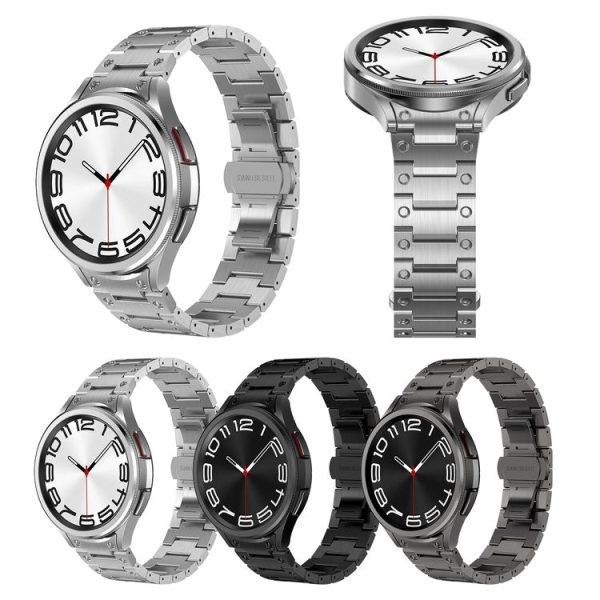 Samsung Galaxy Watch6 Classic 43 / 47mm Dual Circle Curved Connection Stainless Steel Watch Band (Silver) - Image 6