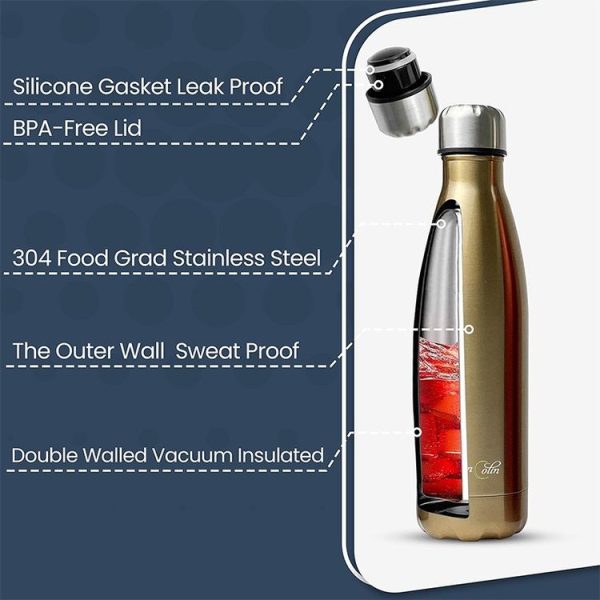 JUNSUNMAY 304 Stainless Steel Double-layer Vacuum Insulated Water Bottle, Capacity: 350ml (White) - Image 4