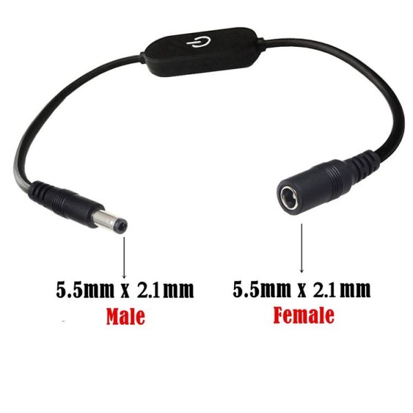 JUNSUNMAY DC 5.5mmx2.1mm LED Touch Inline Dimmer Switch Controller for Single Color, Length 30cm (Black) - Image 3