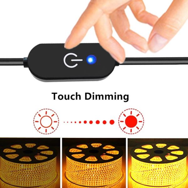JUNSUNMAY DC 5.5mmx2.1mm LED Touch Inline Dimmer Switch Controller for Single Color, Length 30cm (Black) - Image 5