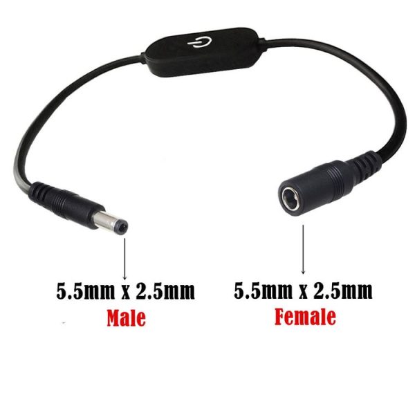 JUNSUNMAY DC 5.5mmx2.5mm LED Touch Inline Dimmer Switch Controller for Single Color, Length 30cm (Black) - Image 3