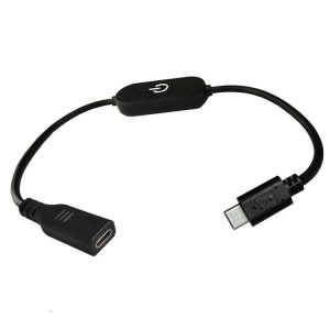 JUNSUNMAY Type-C Male to Female LED Touch Inline Dimmer Switch Controller for Single Color, Length 30cm (Black)