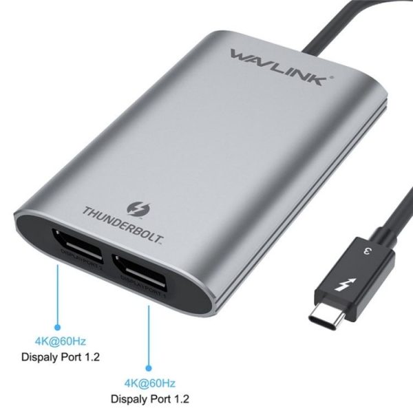 WAVLINK WL-UTA02D Thunderbolt 3 to Dual DisplayPort Adapter Converter Support 4K / 60Hz - Image 3