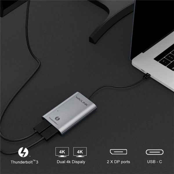WAVLINK WL-UTA02D Thunderbolt 3 to Dual DisplayPort Adapter Converter Support 4K / 60Hz - Image 6
