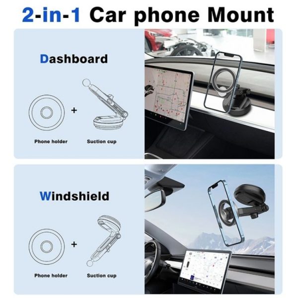 Car Dashboard / Windshield Compatible Magnet Type Phone Holder Suction Cup Base - Image 2