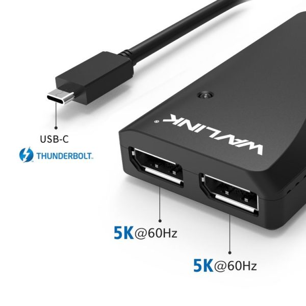 WAVLINK WL-UTA01D Type-C Thunderbolt 3 to Dual DisplayPort Adapter Splitter Converter - Image 3