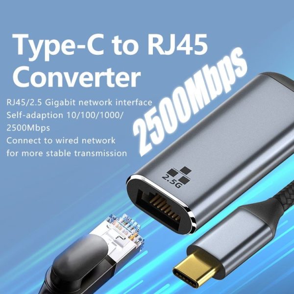 Type-C to RJ45 2500Mbps Ethernet Adapter - Image 2