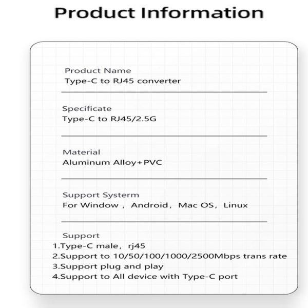 Type-C to RJ45 2500Mbps Ethernet Adapter - Image 9
