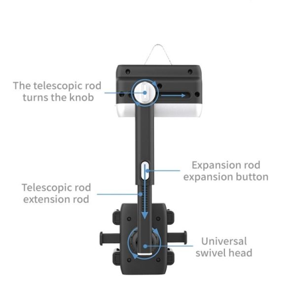 H23-8 New Multifunction Rearview Mirror Phone Holder Rotatable Retractable Phone Mount - Image 7