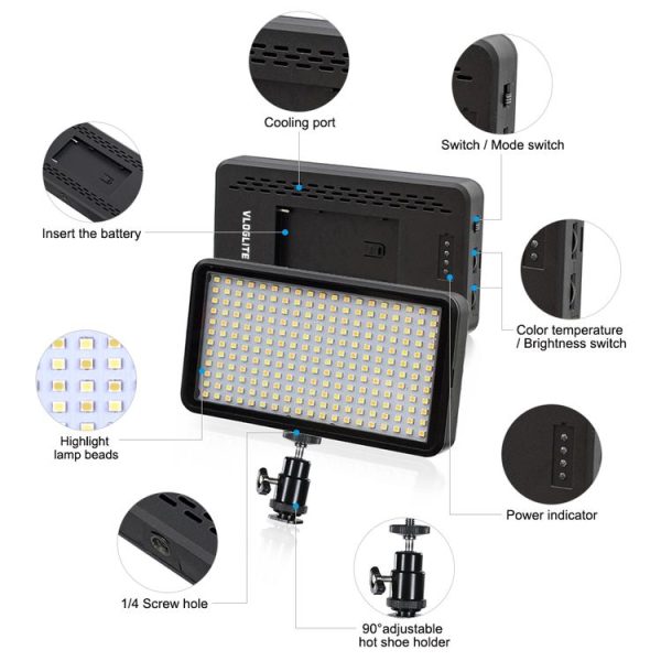 VLOGLITE W228 Dual Color Temperature Portable Photographic Fill Light High-Brightness Video Light - Image 4