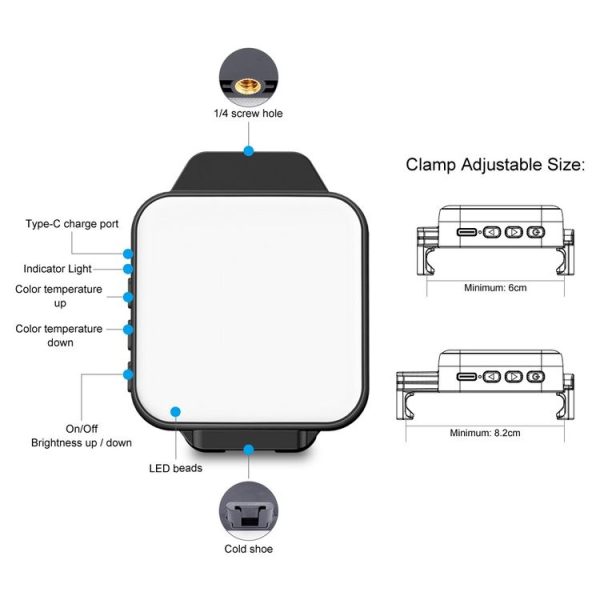 VLOGLITE W66 For Food Jewelry Photographic Light Pocket Phone Fill Light with Clamp - Image 3