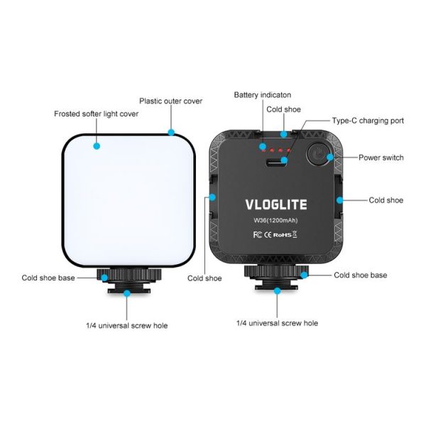 VLOGLITE W36 Mini Camera Phone Vlog LED Fill Light Portable Beauty Video Light - Image 4
