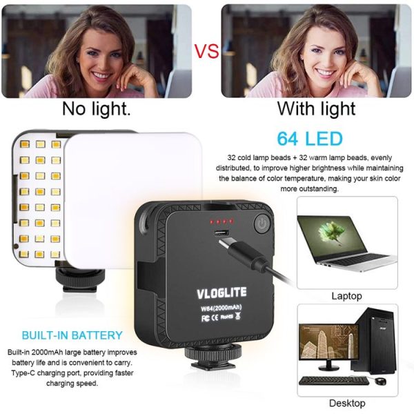 VLOGLITE W64 For Live Broadcast / Video Conference Dimmable LED Fill Light - Image 7