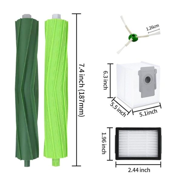 JUNSUNMAY 9pcs For iRobot E5 / E6 Replacement Roller Brushes Side Brushes Clean Filters Vacuum Bags - Image 2