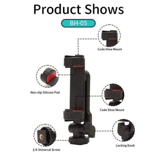 JMARY BH-05 360-Degree Rotating Mount Camera Holder Smartphone Clamp Bracket - Image 3