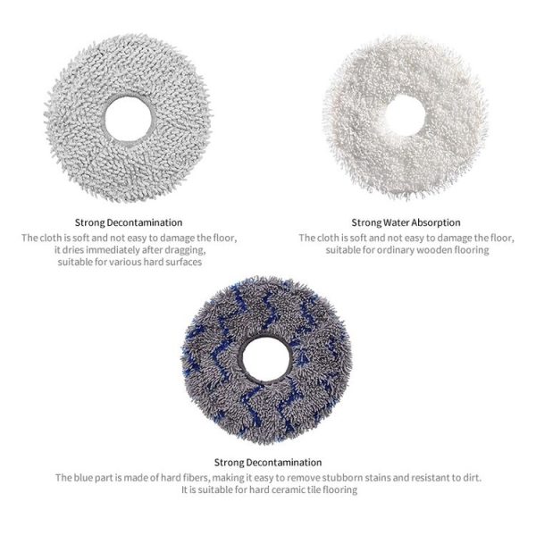 JUNSUNMAY 4pcs Washable Mop Pads Replacement for ECOVACS DEEBOT X1 Turbo / X2 Omni / T20 Pro (White) - Image 4