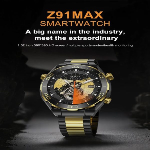 Z91 Pro Max 1.52 inch Color Screen Smart Watch, Support Bluetooth Call / Heart Rate / Blood Pressure / Blood Oxygen Monitoring (Gold) - Image 3