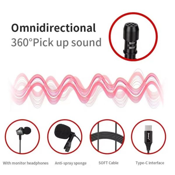 JMARY MC-R6 Lavalier Type-C Port Wired Microphone With In-ear Earphone, Length: 3m - Image 4
