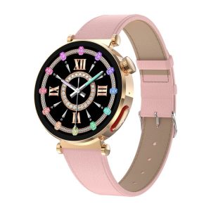 ET490 1.27 inch Color Screen Smart Watch Leather Strap, Support Bluetooth Call / ECG (Pink)
