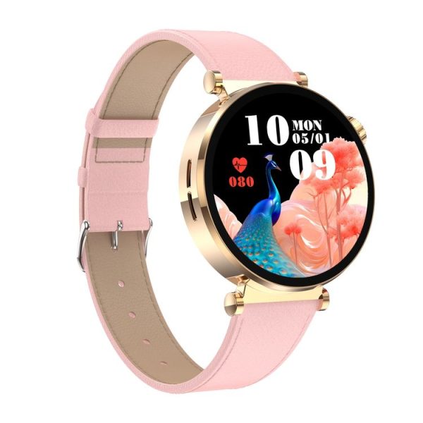 ET490 1.27 inch Color Screen Smart Watch Leather Strap, Support Bluetooth Call / ECG (Pink) - Image 2
