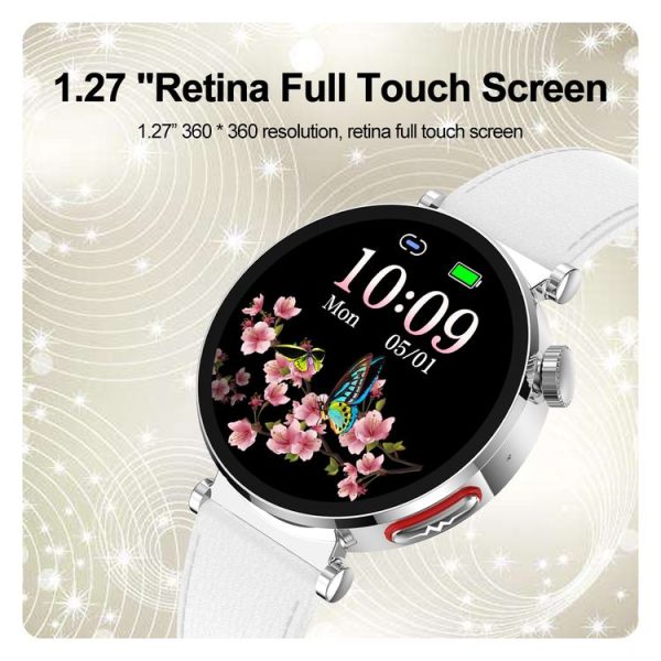ET490 1.27 inch Color Screen Smart Watch Leather Strap, Support Bluetooth Call / ECG (Pink) - Image 4
