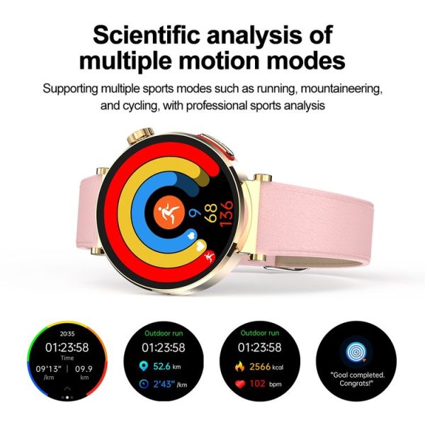 ET490 1.27 inch Color Screen Smart Watch Leather Strap, Support Bluetooth Call / ECG (Pink) - Image 6