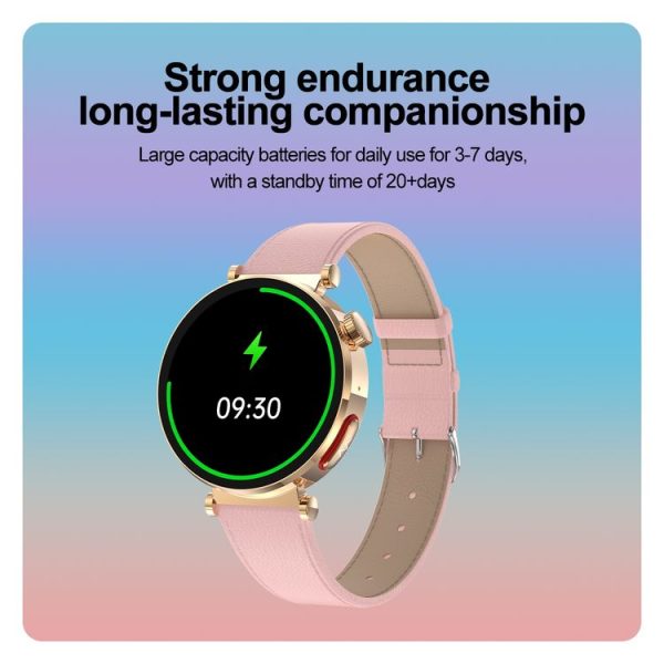 ET490 1.27 inch Color Screen Smart Watch Leather Strap, Support Bluetooth Call / ECG (Pink) - Image 8