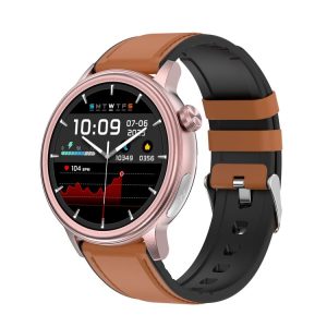 ET470 1.39 inch Color Screen Smart Watch Leather Strap, Support Bluetooth Call / ECG (Brown)