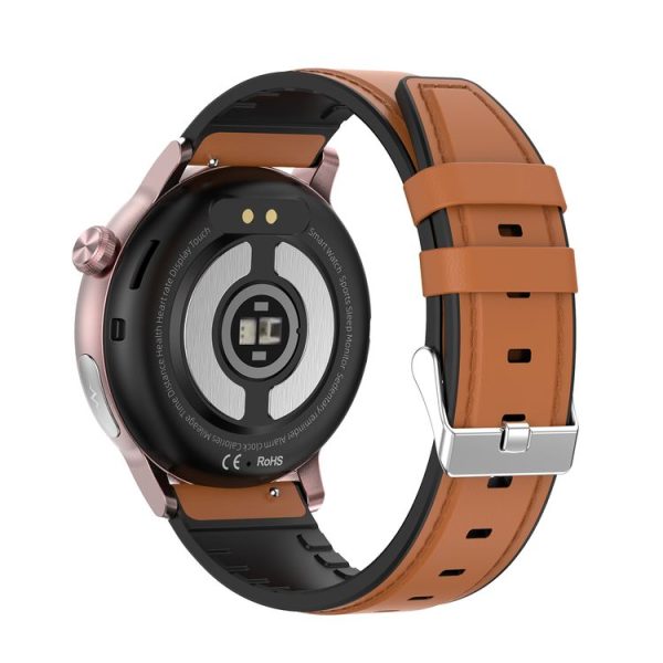 ET470 1.39 inch Color Screen Smart Watch Leather Strap, Support Bluetooth Call / ECG (Brown) - Image 4