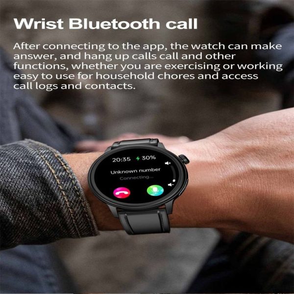 ET470 1.39 inch Color Screen Smart Watch Leather Strap, Support Bluetooth Call / ECG (Brown) - Image 9