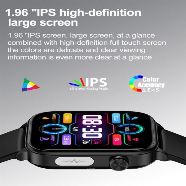 ET570 1.96 inch Color Screen Smart Watch Silicone Strap, Support Bluetooth Call / ECG (Black) - Image 5