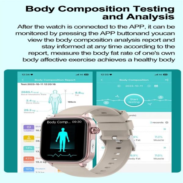 ET570 1.96 inch Color Screen Smart Watch Silicone Strap, Support Bluetooth Call / ECG (Black) - Image 8