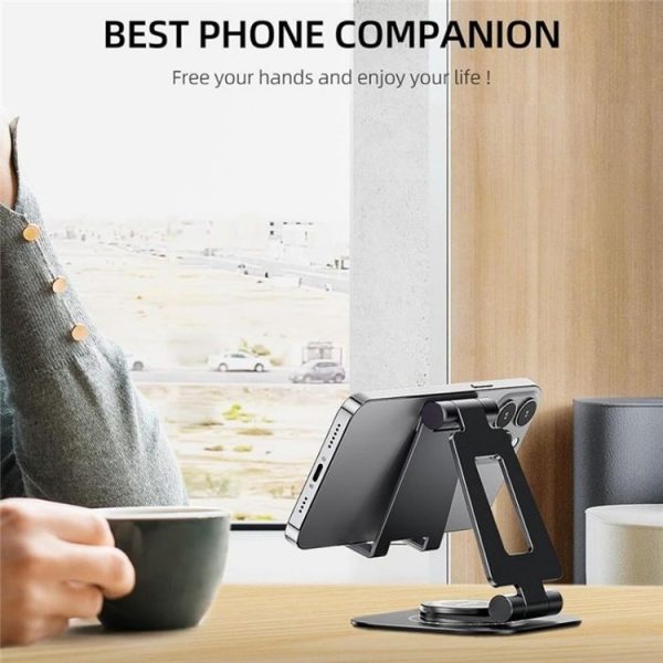 AS007-XS Adjustable Aluminum Alloy Desktop Phone Stand (Black) - Image 3