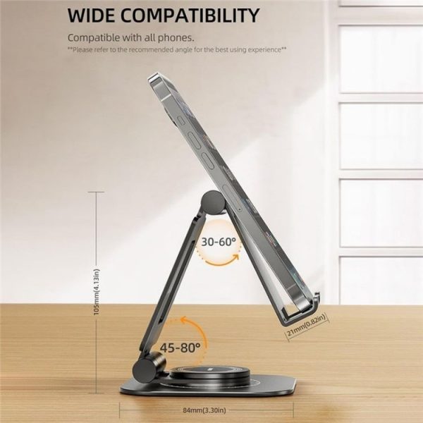 AS007-XS Adjustable Aluminum Alloy Desktop Phone Stand (Black) - Image 7