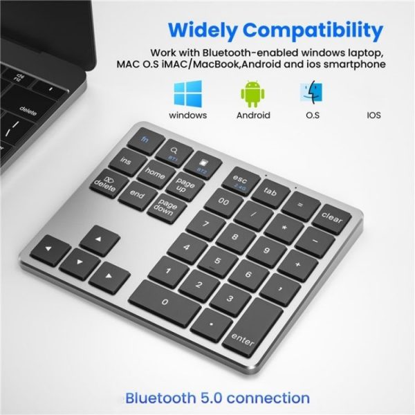K-35 Computer Laptop Keyboard 35-Keys Tablet Accessories Bluetooth Keypad (Silver) - Image 2