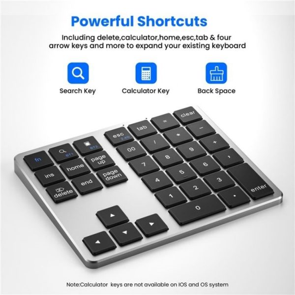 K-35 Computer Laptop Keyboard 35-Keys Tablet Accessories Bluetooth Keypad (Silver) - Image 3