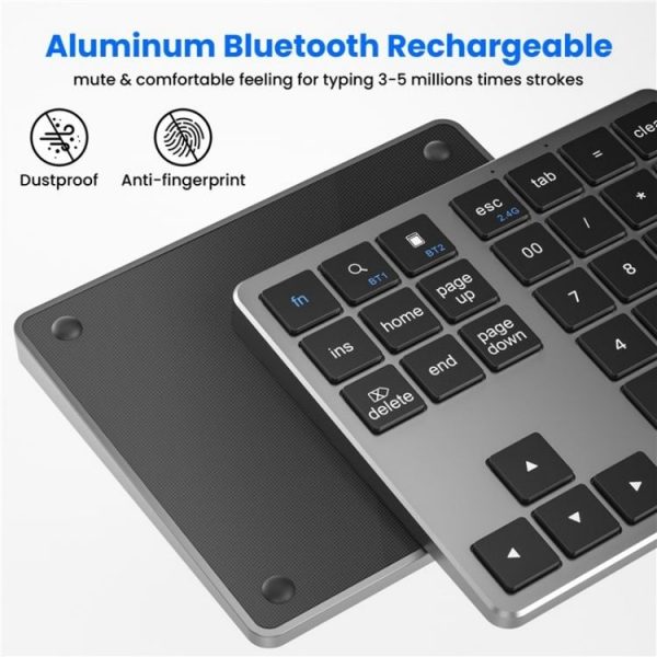 K-35 Computer Laptop Keyboard 35-Keys Tablet Accessories Bluetooth Keypad (Silver) - Image 4