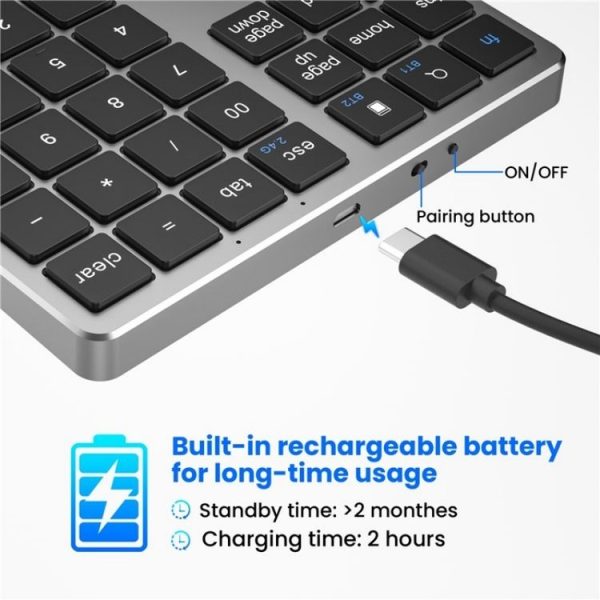 K-35 Computer Laptop Keyboard 35-Keys Tablet Accessories Bluetooth Keypad (Silver) - Image 5
