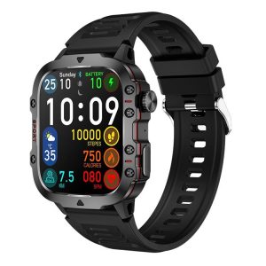 QX11 1.96 inch Color Screen Smart Watch Silicone Strap Support Bluetooth Call (Black)