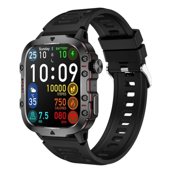QX11 1.96 inch Color Screen Smart Watch Silicone Strap Support Bluetooth Call (Black)