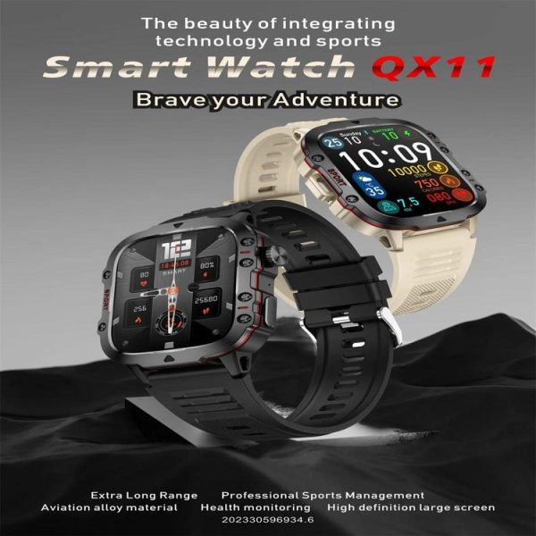 QX11 1.96 inch Color Screen Smart Watch Silicone Strap Support Bluetooth Call (Black) - Image 2