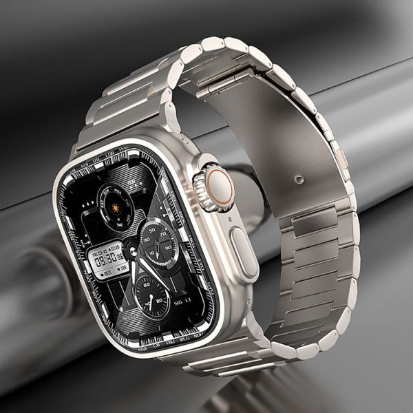 Apple Watch SE 2023 44mm I-Shaped Titanium Watch Band (Black) - Image 7