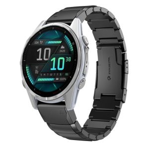 Garmin Fenix 8 AMOLED 43mm Tortoise Shell 20mm Stainless Steel Watch Band (Black)